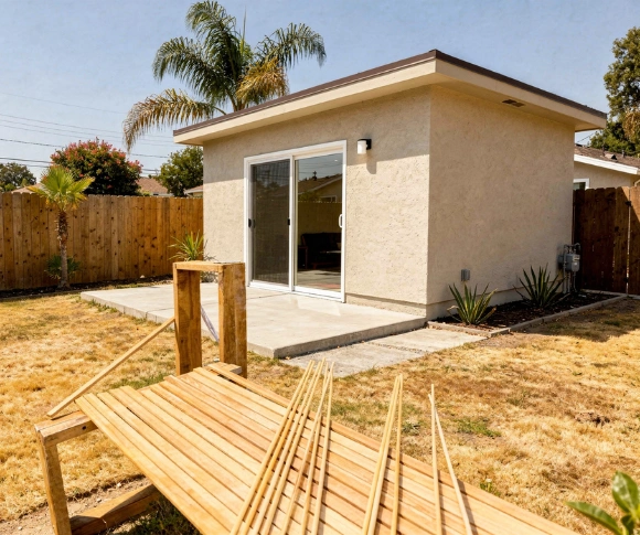 Residential backyard ADU construction project in Los Angeles